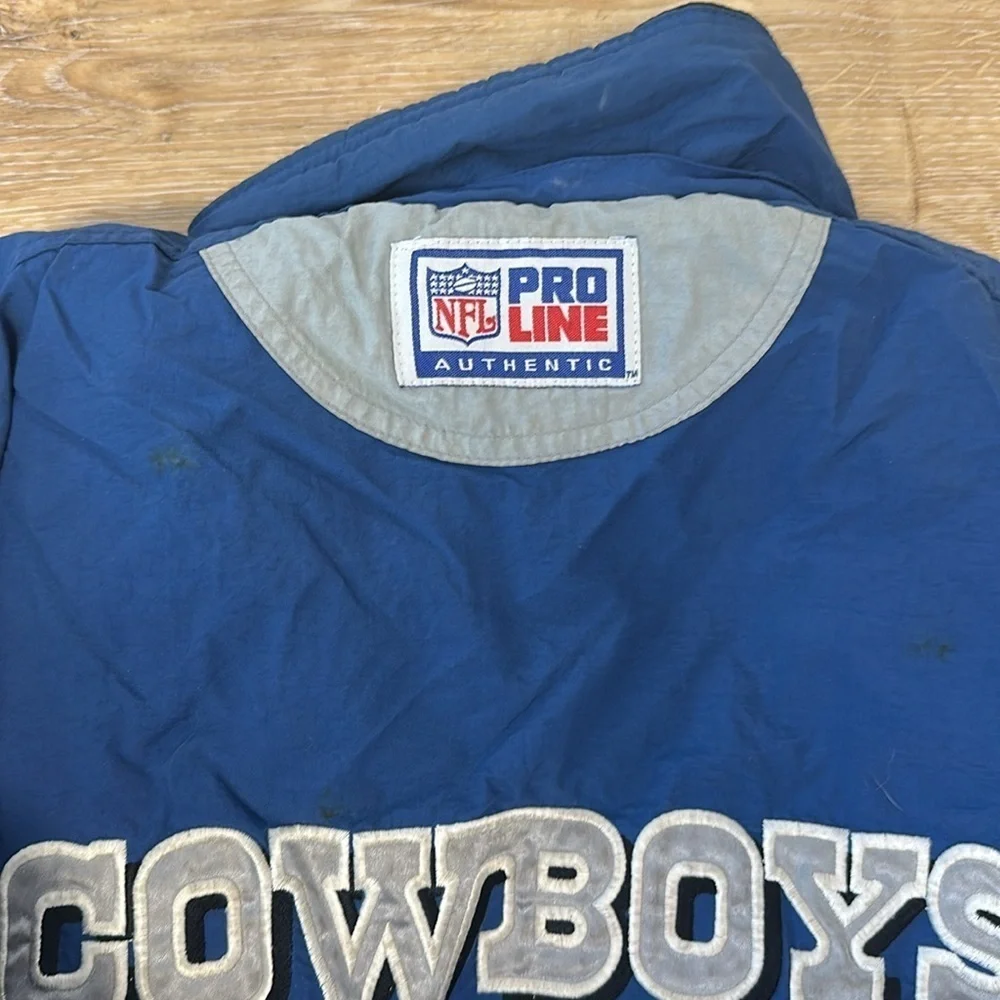 Vintage 90s Authentic Pro Line Dallas Cowboys Puffy Winter Jacket Coat large y2k